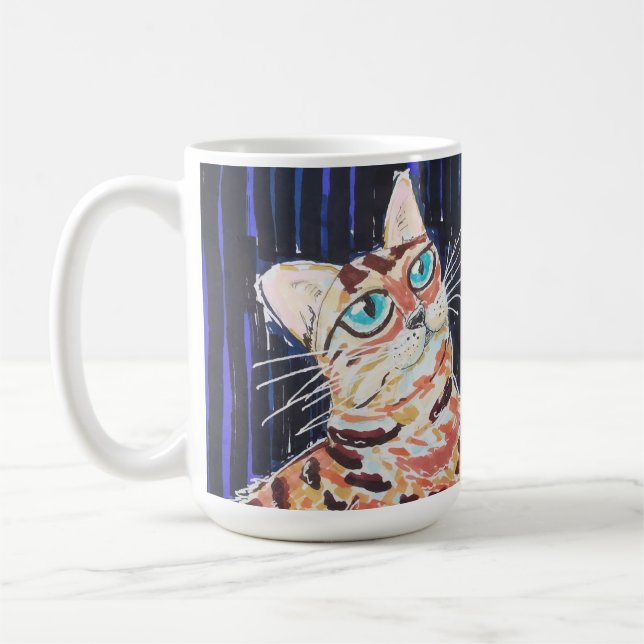 Neon Noir Bengal Cat Coffee Mug (Left)