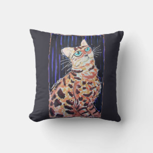 Neon Noir Bengal Cat Cushion