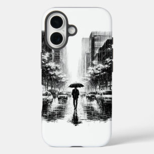 Neon Noir Rainy Cityscape iPhone 16 Case
