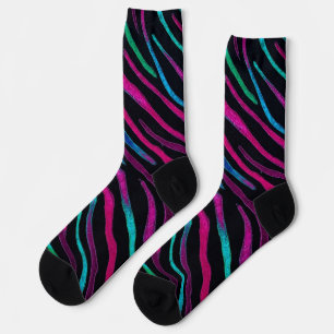 Neon Noir Zebra Pattern Socks