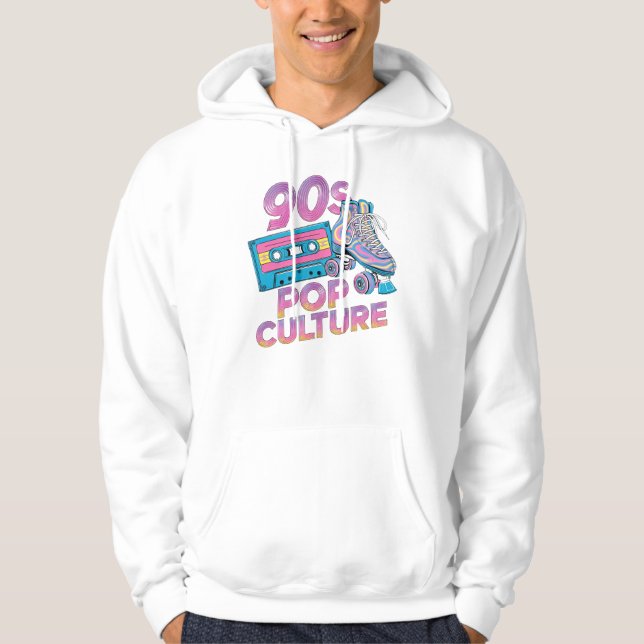 Neon Nostalgia: Bold 90s Retro Vibes Hoodie (Front)