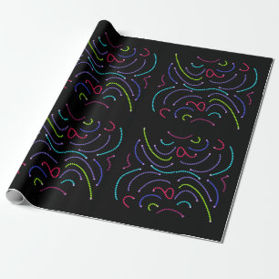 Neon Octagonal Bright Lights Pattern Wrapping Paper