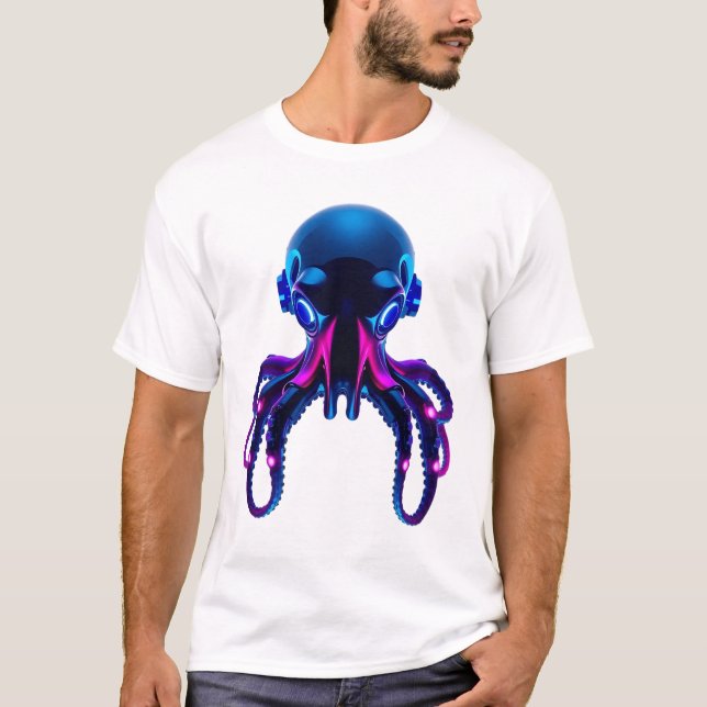 Neon OctoRobot Face T-Shirt (Front)