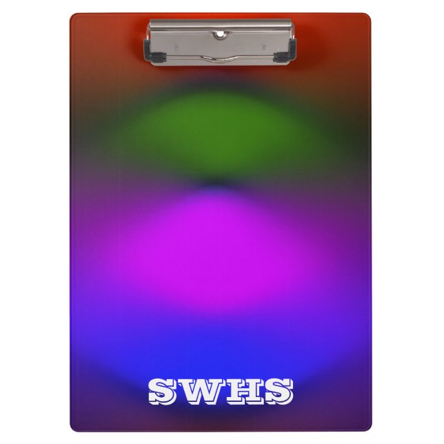 Neon of Blue, Purple, Green & Orange Monogram Clipboard (Front)