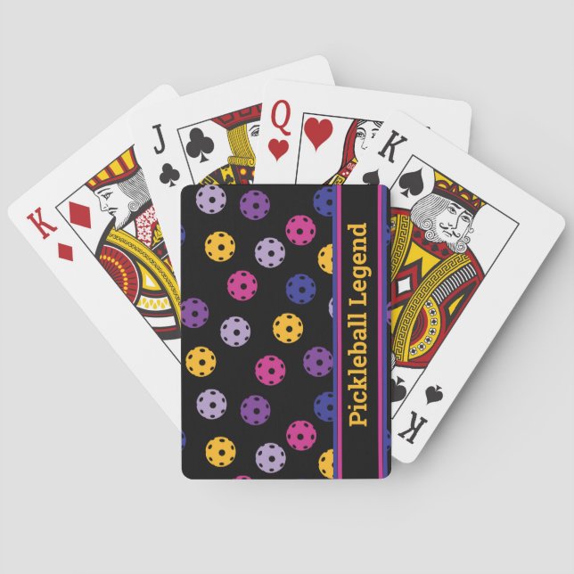 Neon on black pickleball, custom text  playing cards (Back)
