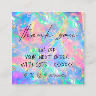 neon opal thank you for your order square business square business card
