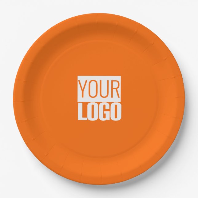 neon  orange  -  add  bold logo paper plate (Front)