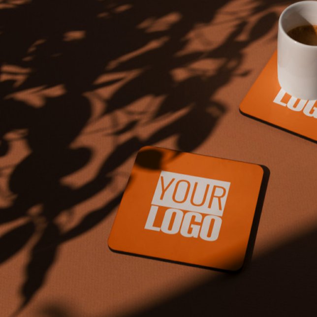 neon  orange  -  add bold logo  square paper coaster (Creator Uploaded)