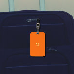 neon orange - add monogram  luggage tag<br><div class="desc">Luggage Tag with neon orange solid colour background and light yellow font .Simple and trendy design by Alma Wad .Personalise it with your monogram now ..
____________
 Orange is  associated with the sign of Leo in the Western astrology . You  can consider this when choosing your colour .</div>