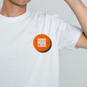 neon   orange  - add your  logo  3 cm round badge