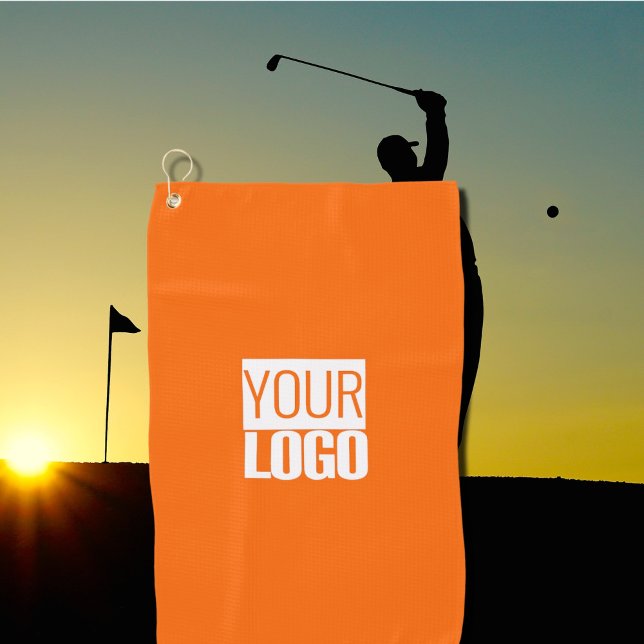  neon orange - add your  logo  golf towel (Creator Uploaded)