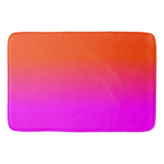 Neon Orange and Hot Pink Ombre Shade Colour Fade Bath Mat