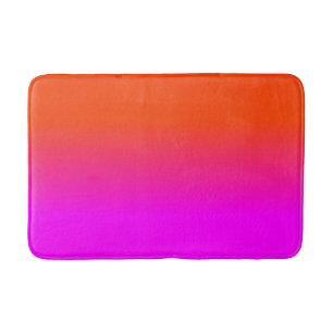 Neon Orange and Hot Pink Ombre Shade Colour Fade Bath Mat