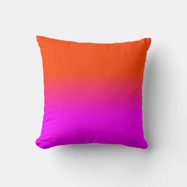 Neon Orange and Hot Pink Ombre Shade Colour Fade Cushion (Front)