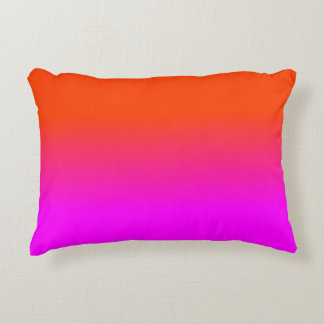 Neon Orange and Hot Pink Ombre Shade Colour Fade Decorative Cushion