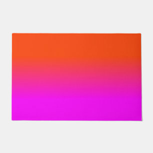 Neon Orange and Hot Pink Ombre Shade Colour Fade Doormat