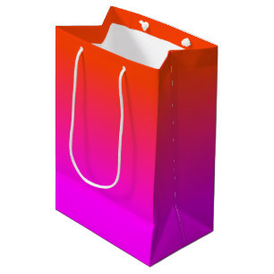 Neon Orange and Hot Pink Ombre Shade Colour Fade Medium Gift Bag
