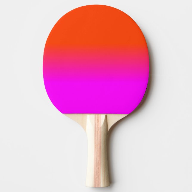 Neon Orange and Hot Pink Ombre Shade Colour Fade Ping Pong Paddle (Front)