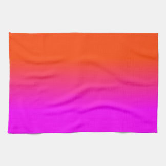 Neon Orange and Hot Pink Ombre Shade Colour Fade Tea Towel