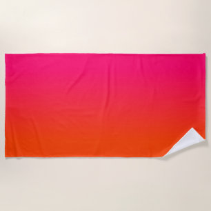 Neon Orange and Neon Pink Ombre Shade Colour Fade Beach Towel