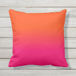 Neon Orange and Neon Pink Ombre Shade Colour Fade Cushion