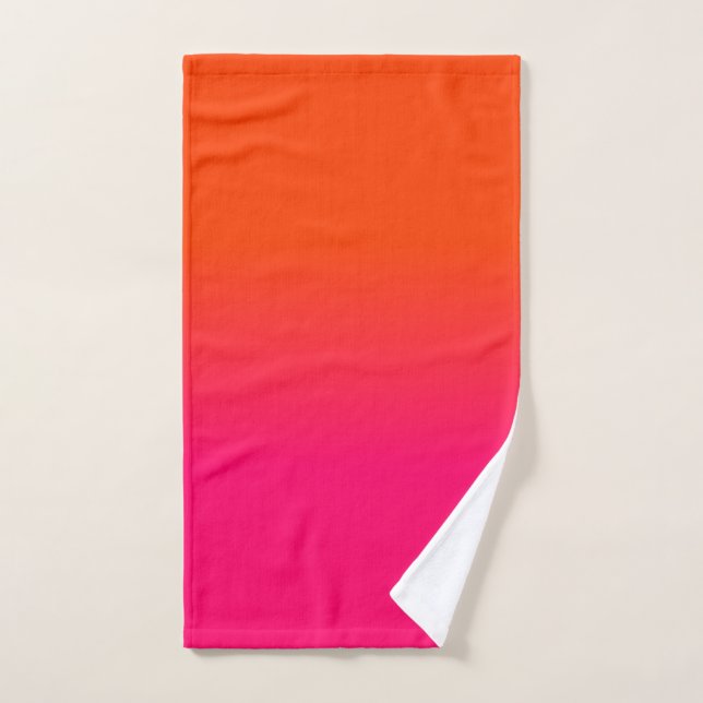 Neon Orange and Neon Pink Ombre Shade Colour Fade Hand Towel (Hand Towel)