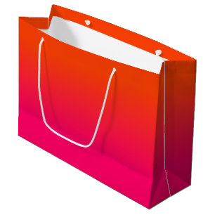 Neon Orange and Neon Pink Ombre Shade Colour Fade Large Gift Bag