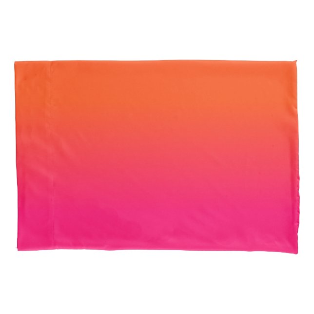 Neon Orange and Neon Pink Ombre Shade Colour Fade Pillowcase (Front-Left)