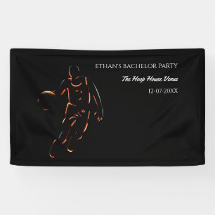 Neon Orange black basketball weekend party champ Banner
