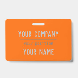 Neon orange - bold lettering - QR  code ID Badge