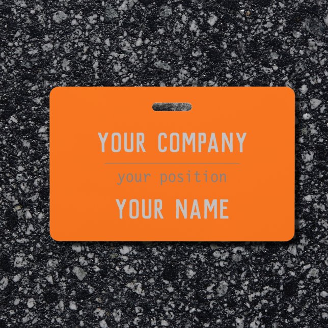 Neon orange colour - bold lettering ID badge (Creator Uploaded)