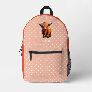 NEON Orange Cow School theme Printed Backpack