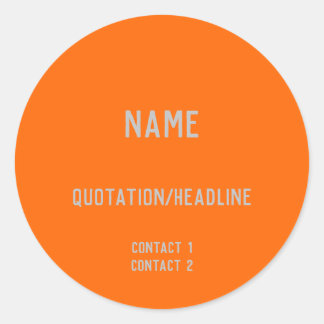Neon Orange Custom  Classic Round Sticker