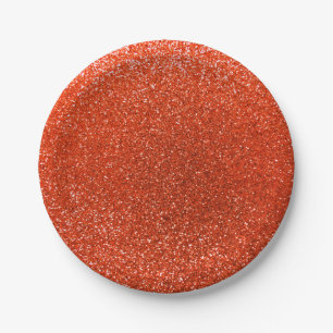 Neon orange glitter paper plate