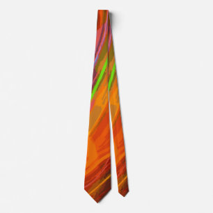 Neon Orange Green Blue Light Streak   Futuristic Tie