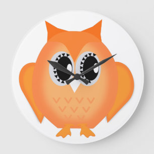 Neon Orange Hootie Hoot Owl Clock