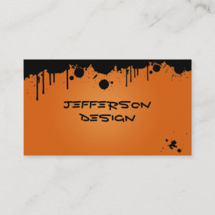 Neon Orange Paint Splatters Business Card