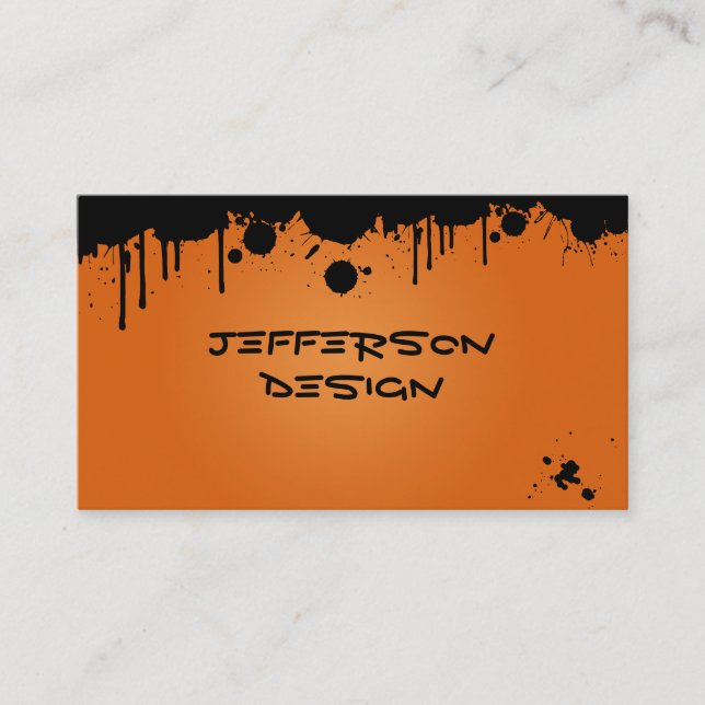 Neon Orange Paint Splatters Business Card (Front)