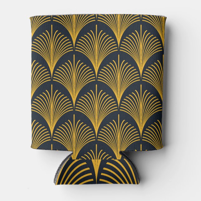 Neon Orange Peacock Scale Wallpaper. Can Cooler (Front)