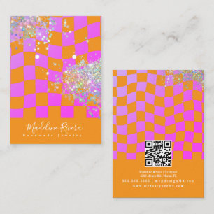 Neon Orange Pink Earring Display Card