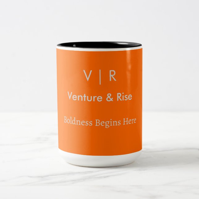 Neon Orange Two-Tone Mug – Custom Monogram&Text (Center)