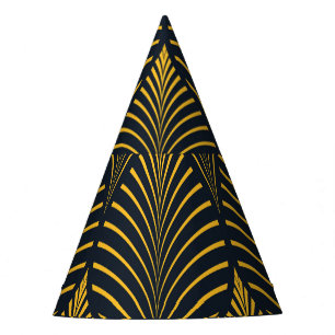 Neon orange vintage: ornate leaves. party hat