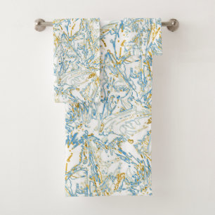 Neon Orange Yellow Blue Curvy Line Pattern -COOL Bath Towel Set