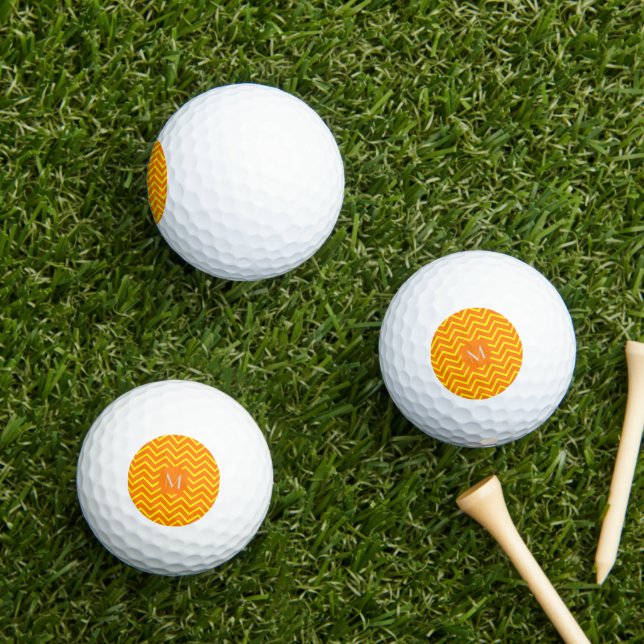 neon orange  yellow    chevron - add monogram golf balls (Insitu Grass)