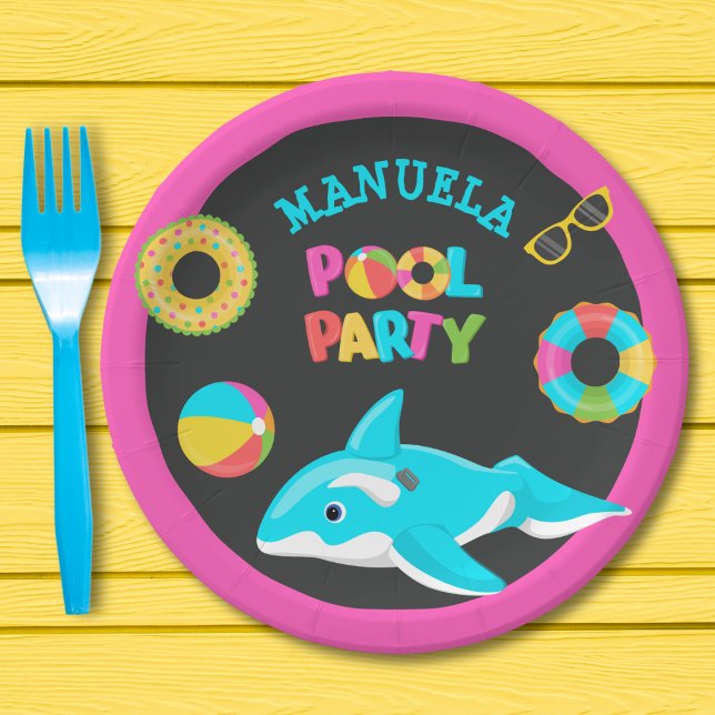 NEON ORCA FLOAT POOL PARTY PAPER PLATE (Creator Uploaded)