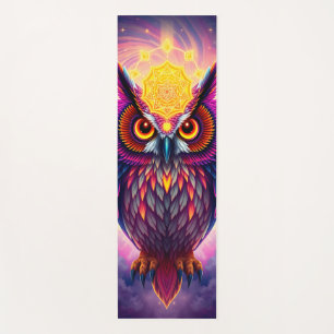 Neon Owl Portrait: Psychedelic Swirl Art Yoga Mat