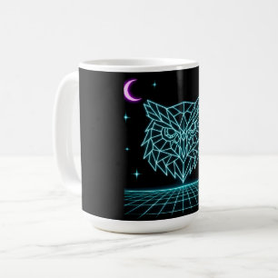 Neon Owl Synthwave - Retro Night Watcher Coffee Mug