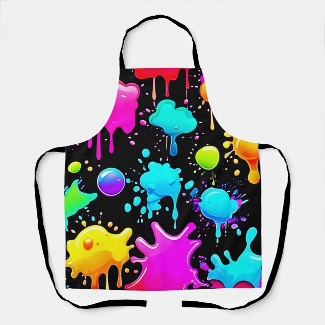 Neon Paint Drips Design Apron (Front)