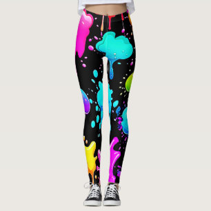 Neon Paint Drips Design Leggings