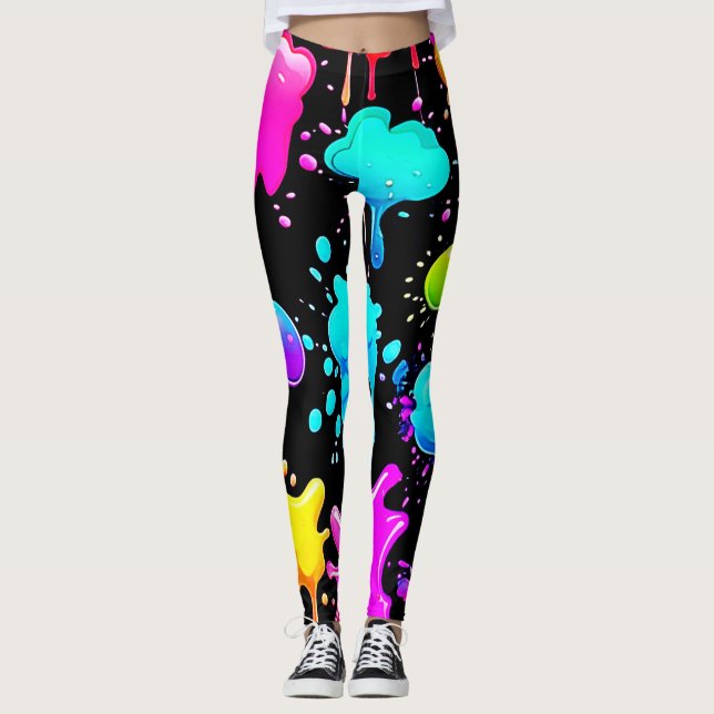 Neon Paint Drips Design Leggings
